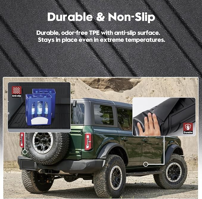 T TGBROS Floor Mats for Ford Bronco 4 Door 2021-2026, All Weather Custom Fit TPE Floor Liner Set with Front & Rear Mats, Cargo Liner & Backrest Mats, Full Coverage 11PCS Bronco Accessories - Image 4