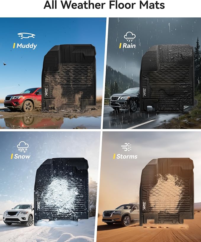 3W Floor Mat & Cargo Mat & Back Mat for Nissan Pathfinder 2022-2026 8 Seats | Full Set: Floor Mats & Cargo Mat &Backrest Mat, Max Surface Coverage, TPE All Weather, Non-Slip, Heavy Duty Mats - Image 7