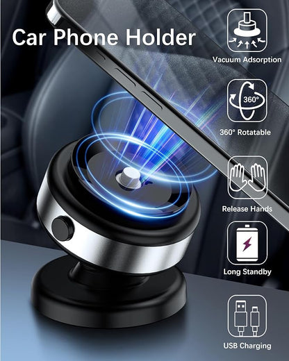 Electric Vacuum Suction Cup Magnetic Phone Mount, 360 Rotatable Magnetic Cell Phone Holder, Adjustable Hands-Free Portable for Magsafe iPhone Car Gym Mirror Smooth Surface(Black) - Image 2