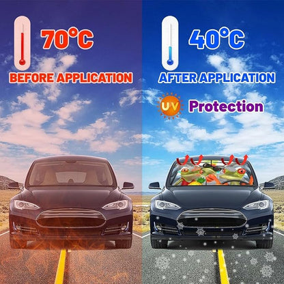 Funny Frog Car Windshield Sunshade Umbrella Funny Car Sun Shade Foldable Window Shades Cover 57 x 30 in - Image 5