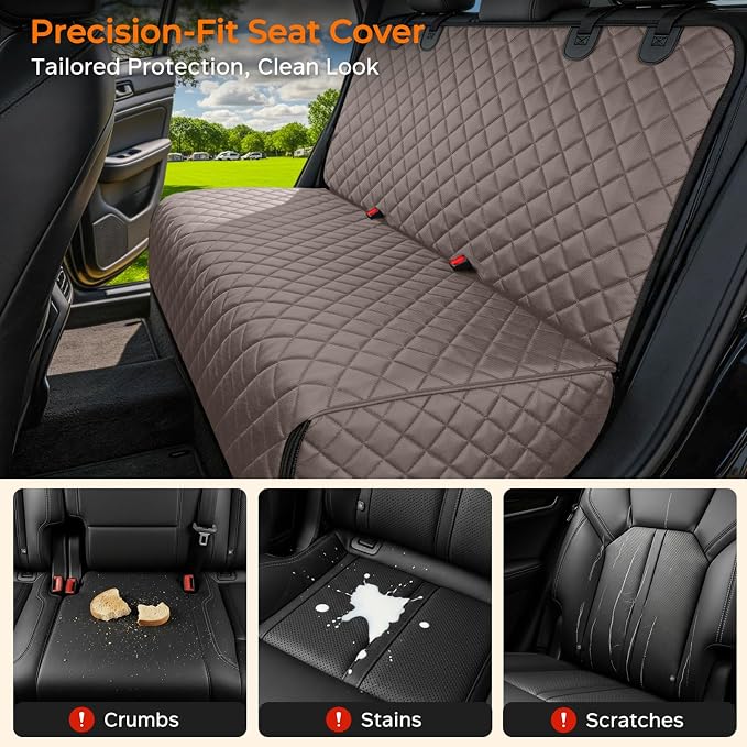 URPOWER Dog Car Seat Cover for Back Seat, Waterproof Car Seat Protector | Non-Slip, Scratch-Resistant, Machine-Washable Rear Bench Seat Cover - Image 2