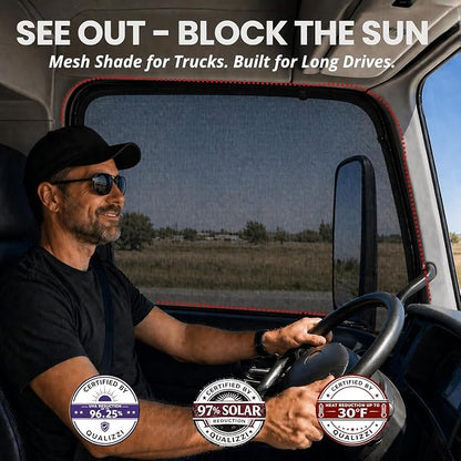 XXXXL/Truck Side Window Sun Shade (8 Sizes) - Sretch-to-Fit Up to H:32” x W:51" Windows Range. Front or Rear Slip-On Screens for Sun, Heat, Bugs & Privacy Protection, 2-Pack by Qualizzi® - Image 2