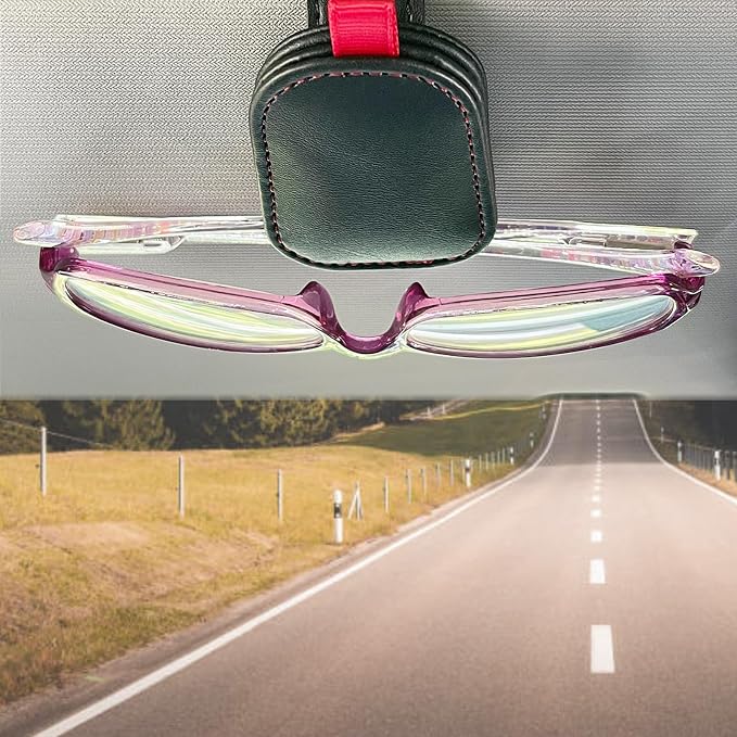 2 Pack Sunglasses Holder for Car Visor, Magnetic Leather Eyeglass Clip, Applicable to Most Eyeglasses,Ticket，Notes and Non-Magnetic Cards, etc. (Black) - Image 4