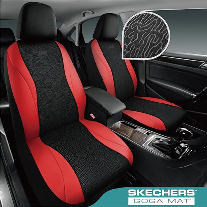 Skechers Car Seat Covers,Leather Seat Covers with GOGA Mat Technology,Waterproof Car Seat Covers Full Sets,Airbag Compatible,Comfort Universal Fit for Most Cars,Vans,Trucks,SUVs,Red - Image 2