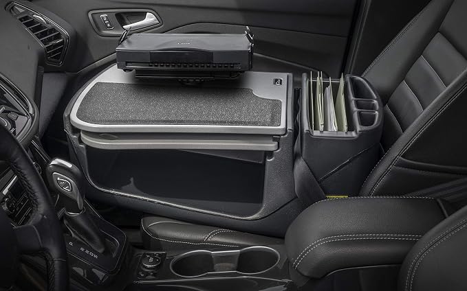 AutoExec GripMaster Car Desk for Your Vehicle Workstation and Mobile Office, Grey with Printer Stand - Image 2