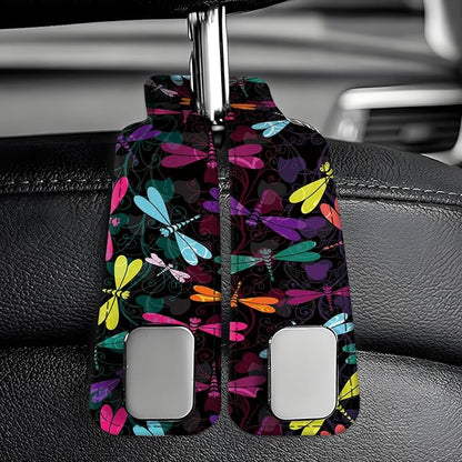 Car Seat Back Storage Headrest Hook, Premium Leather Double Metal Hook, Hanger Storage Organizer for Purse Cloth Bag, Car Interior Accessories Boho Cute Dragonfly - Image 6