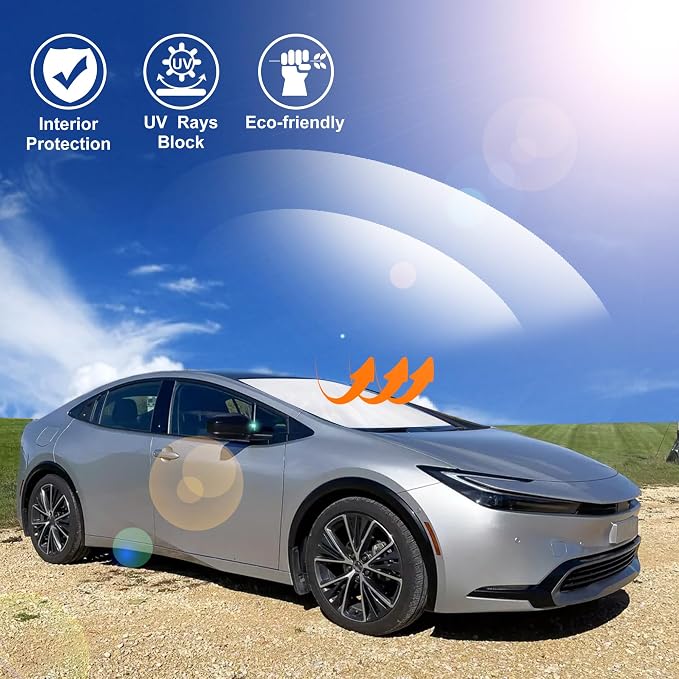 Windshield Sun Shade for 2010-2015 Toyota Prius Accessories | Full covered for windshield, Foldable & Durable, Block UV Rays, Reduce Heat, Easy to install, Keep Car Cooler - Image 6