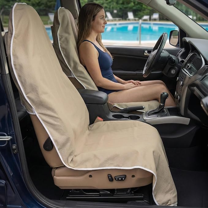 DriSeats Waterproof Car Seat Towel Cover for Runners, Post Workout, Tan - Image 6