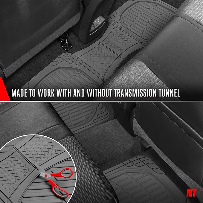 Motor Trend FlexTough LITE Rubber Car Mats Full Set - All Weather Floor Mats for Trucks, Cars & SUVs - Automotive Waterproof Gray Car Floor Mats for Cars Interior Accessories Universal Trim-to-Fit - Image 9