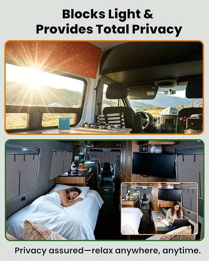 MELIPRON Crew Window Cover Fit for Mercedes Sprinter 170"/170" ext | NCV3 & VS30 2007-2026, 2 Folding Ventilation Panels, Magnetic Insulated Blackout Privacy Shade for Campers & Van Lifers, Gray - Image 4