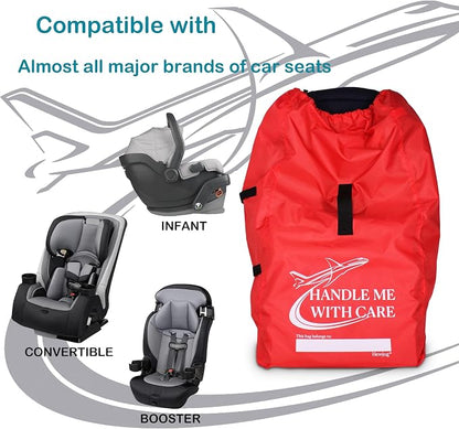Car Seat Travel Bag for Airplane, Carseat Cover for Air Travel for Infant Carriers Booster Convertible, Red - Image 2