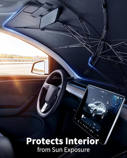 Windshield Sun Shade Umbrella for Tesla Model Y | car accessories,56 x 36 in windshield sun shade,car window shades,car sun shade windshield - Image 6