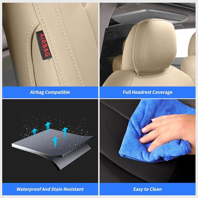 coverdream Odyssey Car Seat Covers Custom Fit for 2004-2010 Honda Odyssey,2nd-Row Captain Seat,Fully Covered,Luxury Waterproof Faux Leather Car Seat Protector(Beige) - Image 6