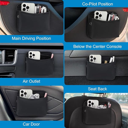 Accmor Car Seat Side Pocket Organizer, PU Leather Pouch Bag for Car Seat, Door, Window, Console, Registration Wallet Cards Trash Phone Sunglasses Holder Pocket for Auto - Image 6