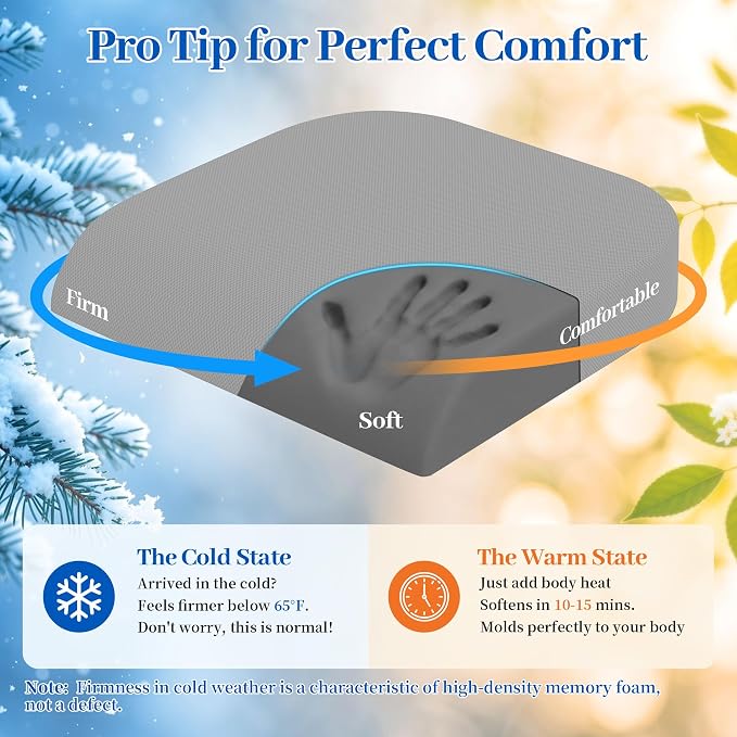 TranquilRelax XL Memory Foam Seat Cushion for Office Chair, 3.35-Inch, Light Gray - Image 9