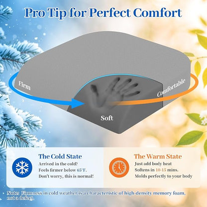 TranquilRelax XL Memory Foam Seat Cushion for Office Chair, 3.35-Inch, Light Gray - Image 9