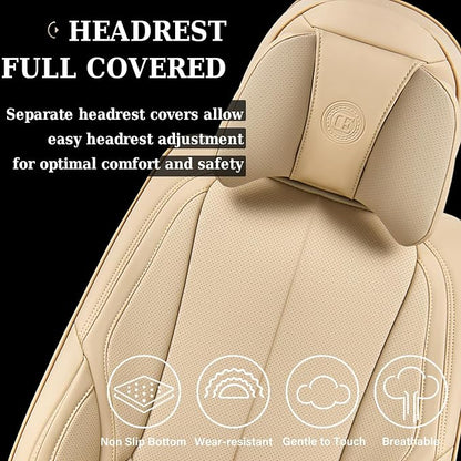 Coverado Car Seat Covers, Seat Covers for Cars, Waterproof Leather Auto Seat Protectors, Leather Car Seat Cushion, Car Interiors Accessories Universal Fit for Most Cars - Image 5