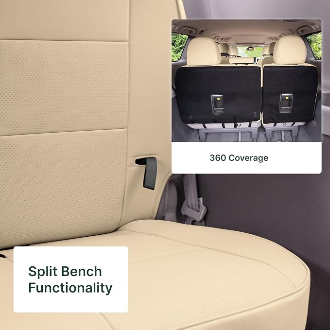 FH Group Custom Fit Car Seat Covers Specifically Made for 2011-2020 Toyota Sienna 7 Passenger, Car Seat Cover 3rd Row, Automotive Seat Covers in Solid Beige Faux Leather, Waterproof and Washable - Image 4