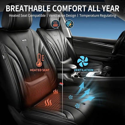 Fit CX-9 Seat Covers Custom Fit for Mazda CX-9 2007-2024, Front Pair | Premium Leather Full Coverage Protectors, Waterproof, Breathable, Scratch Resistant, Easy Wipe, Airbag Compatible, Black - Image 5