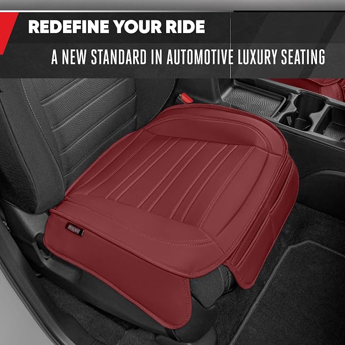 Motor Trend Faux Leather Front Seat Cover for Cars - Set of 2 Burgundy Front Car Seat Covers for SUV & Truck with Storage Pockets - Automotive Car Seats Cover Protector - Bottom Cushion Coverage Only - Image 3
