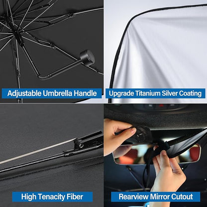 Windshield Sun Shade Umbrella, Blocks UV Rays & Heat, 57"x31.5", Silver | Foldable Car Window Shades for Mini SUV Sedans Hatchbacks, Blocks UV Rays, Keep Car Cool & Protect Interior, Spring Edge - Image 3