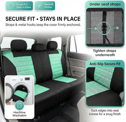 FH Group Automotive Car Seat Covers Rear Set Premium 3D Air Mesh Seat Covers, Airbag Compatible and Split Bench Cover Universal Fit Interior Accessories for Cars Trucks and SUVs - Mint - Image 4