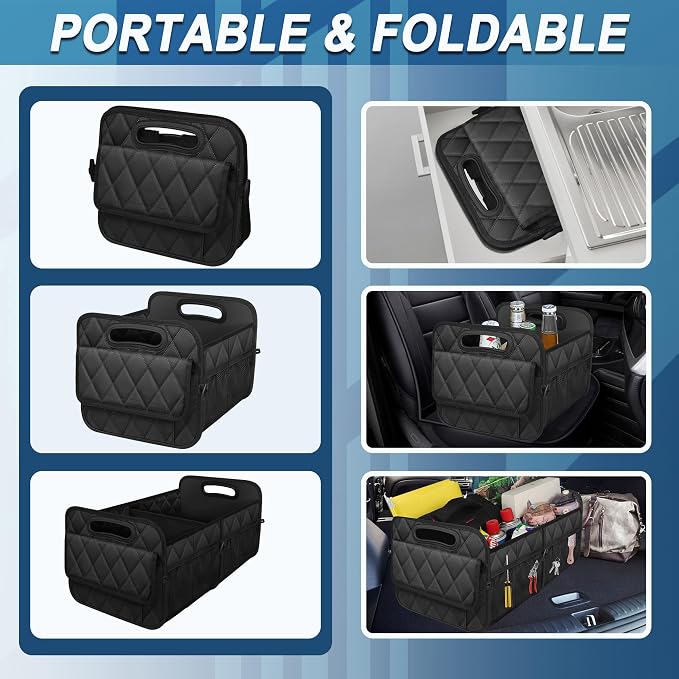 Deosk Car Trunk Organizer for SUV, Car Organizers and Storage with Reinforced Handles, Car Accessories for Women/Men 50LWaterproof Polyester Trunk Organizer, Black - Image 3