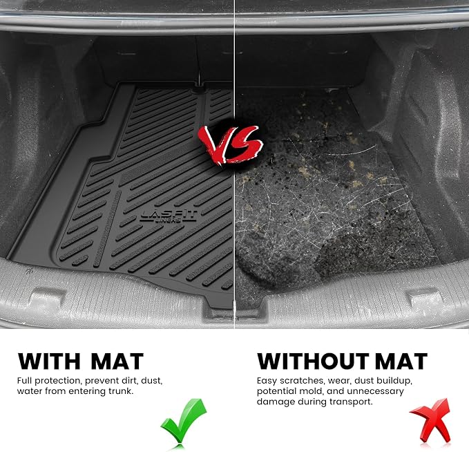 LASFIT Trunk Mat for Chevy Cruze 2016-2019 (Not for 2016 Cruze Limited) | Only Fit Cargo with Spare Tire; Fit Sedan, Not for Hatchback; 3D Scanning Technology, Easy to Wash - Image 4