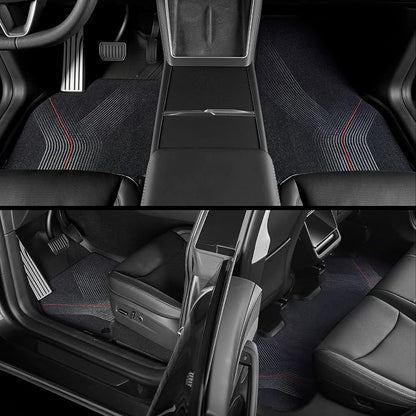 3W 9PCS Floor Mats for Tesla Model Y Juniper 2025 2026 Star Trails Carpets | Only Premium/Performance, Metal Pedal, Cargo Liner Backrest Mats Double Layer TPE All Weather Custom Fit Model Y Accessories - Image 5