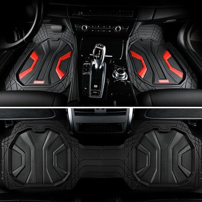 Coverado Car Mats Full Set, Car Floor Mats All Weather, Deep Dish Waterproof Floor Mat, Trim to Fit Automotive Car Mats, Universal Weather Mats for Cars SUV Trucks Sedans Vans (3Pcs,Black&Red) - Image 9