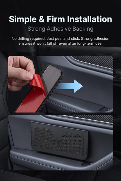 Car Storage Pocket, PU Leather Car Door Organizer for Console Seat Gap, Self Adhesive Small Car Pouch Organizer for Phone Keys Wallet Cards, Universal Vehicle Side Storage Bag (Black) - Image 5