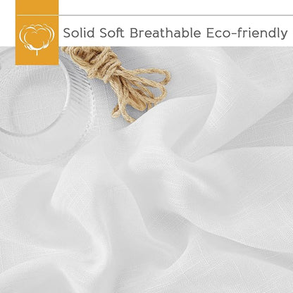 RYB HOME Long Semi Sheer Curtains 120 inches Long for Sliding Glass Door | Thick, Thick Woven Fabric, Durable Privacy Protection Drapes, for Living Room, White, W52 x L120, 1 Pair - Image 4
