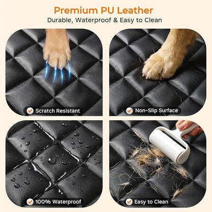 URPOWER Dog Car Seat Cover for Back Seat, Waterproof PU Leather | Non-Slip, Scratch-Resistant Rear Bench Seat Protector for Dogs, Easy to Clean, for Large Sedans & Large SUVs - Image 4