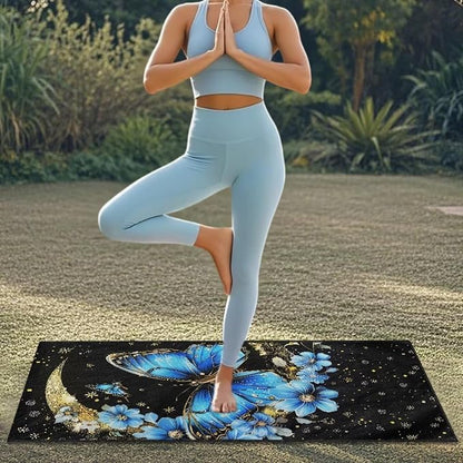 Butterfly Moon Car Seat Towel Cover After Gym Sweat Auto Front Seat Protector Blue Butterfly Flower Car Seat Cover Protector Universal Non Slip Waterproof Sweat Protector Beach Towel Yoga Mat - Image 4
