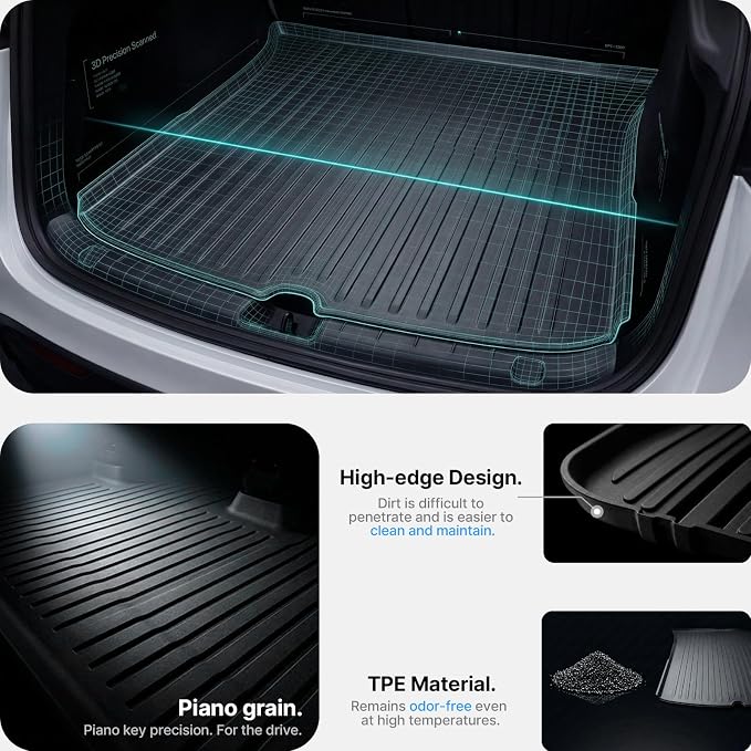 All Weather Cargo Liners for New 2025 2026 Tesla Model Y Juniper Trunk Mat with Front and Rear Frunk Trunk Tray Mats Protector Anti-Slip TPE Accessories (3PCS) | Not fit Standard & YL, (3PCS) Front & Rear Frunk Trunk Tray Mats Protector Anti-Slip Cargo... - Image 5