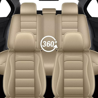 IKABEVEM Car Seat Covers Fit for Toyota RAV4 2013-2026: Full Set Luxury Leather Automotive Seat Covers, Car Seat Protector(5 Seats, Beige) - Image 7