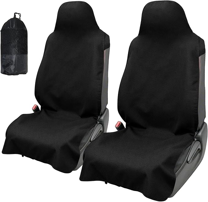 2Pcs Universal Car Seat Covers for Front Seats, Waterproof Sweat Towel Protector Non-Slip Microfiber Liner for Car Truck SUV, Breathable Seat Cushion for Gym Workout Dog Beach Outdoor by EDIETH-LoveYourCozyLife