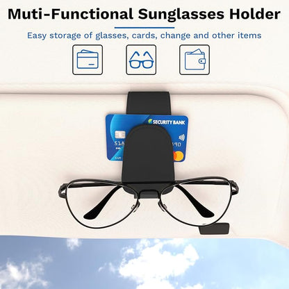 BFXM 2PCS Sunglass Holder for Car, Car Accessories Interior, Leather Clip Magnetic Car Sunglass Holder, Cars Sun Visor Ticket Card Clip, Universal Truck Accessories (Black) | Eyeglass Hanger Clip for Car Sun Visor, Car Sun Visor Ticket and Card Clip - Image 5