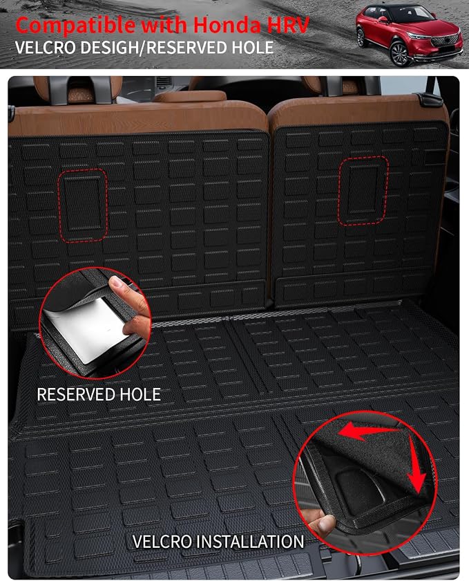 Floor Mats Set for 2023 2024 2025 2026 Honda HRV | Trunk Mat Cargo Liner Cargo Mat TPE All Weather Back Seat Cover Protector 2024 HR-V Accessories - Image 4
