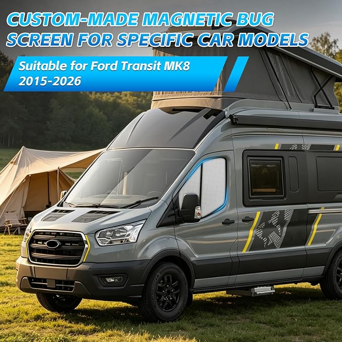 Magnetic Side Window Sun Shade for 2015-2026 Ford Transit | Aluminum Reflective Layer, UV Heat Blocking Sunshade, Includes Storage Bag, for Camper Vans & Overnight Stops (2PCS) - Image 3