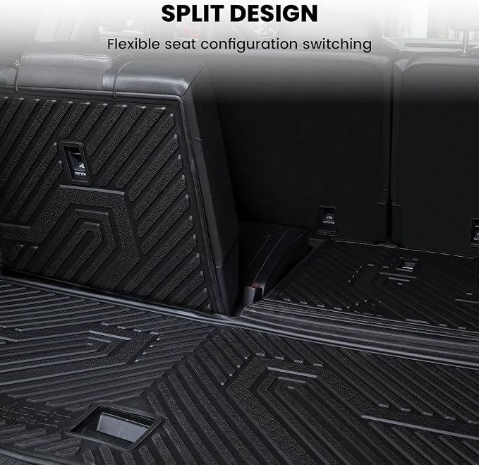 LASFIT Cargo Mat for Volkswagen VW Atlas 2018-2026(Not fit Cross Sport), All Weather TPE Custom Fit Trunk Mat & Seatback Mat for VW Atlas 6&7 Seats Accessories, Black, Easy to Clean - Image 5