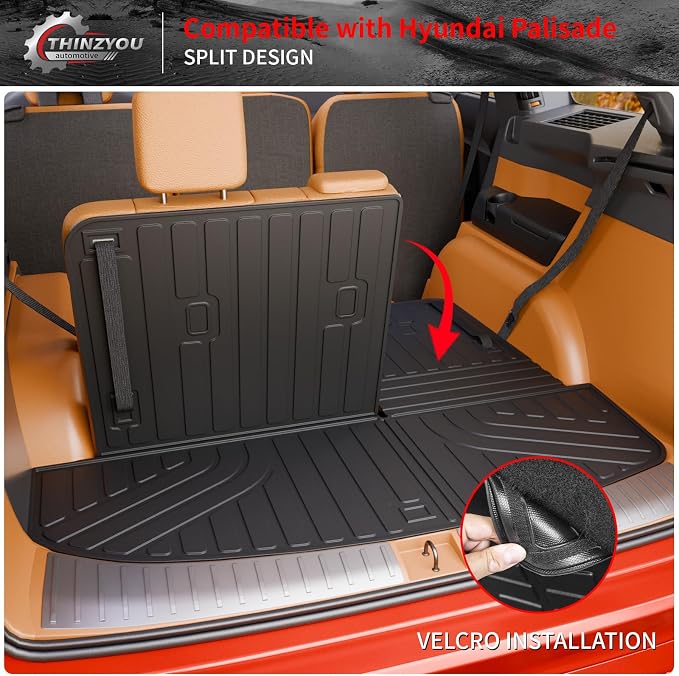 Trunk Mat with Backrest Mat for 2026 Hyundai Palisade Gas | 7&8 Seats Cargo Liner Cargo Mat TPE All Weather Back Seat Cover Protector Trunk Liner Palisade Accessories - Image 4