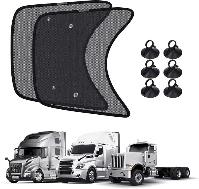 KUST 2PCS 23''*21.6'' Side Window Shades for Semi Truck/Heavy Duty Truck - Freightliner Cascadia, Volvo, Mack, Kenworth, Peterbilt, International LT, Western Star - Mesh Shade - Truck Accessories by KUST