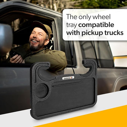 2-in-1 Steering Wheel Tray Table & Car Desk, Black Limited | Car Table Tray for Parked Laptop Work, Meals, Cup Holder Use, Wheel Covers, Pickups, SUVs, and Travel Breaks - Image 3