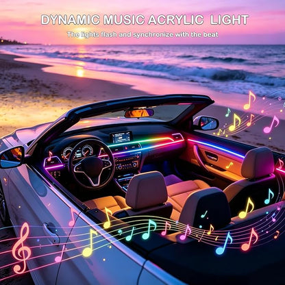 Acrylic Interior Car LED Strip Lights, USB Dreamcolor (6 in 1) | Acrylic LED Lights for Car with Wireless APP and Button Control, RGB Dynamic Chasing, Music Sync Ambient Lighting Kits - Image 6