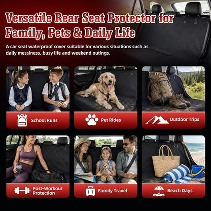 Car Seat Cover Towel, Waterproof Sweat Absorbent Back Seat Protector for Sedans SUVs & Minivans, Non-Slip Machine Washable Rear Bench Cover for Post-Gym, Beach, Pets & Kids (Black) - Image 9