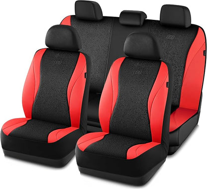 Skechers Car Seat Covers,Leather Seat Covers with GOGA Mat Technology,Waterproof Car Seat Covers Full Sets,Airbag Compatible,Comfort Universal Fit for Most Cars,Vans,Trucks,SUVs,Red by Unknown