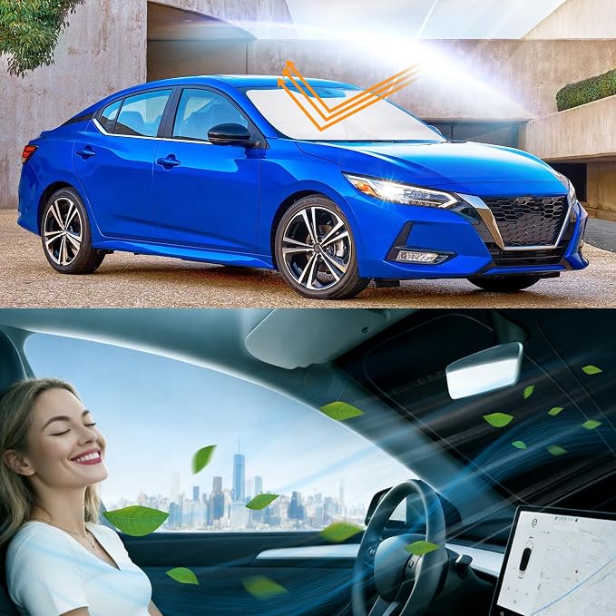 Windshield Sun Shade for Altima 2019 2020 2021 2022-2026 | Foldable, Full covered for windshield, Block UV Rays, Heat Reduction, Easy to install, Keeps Car Cooler - Image 6
