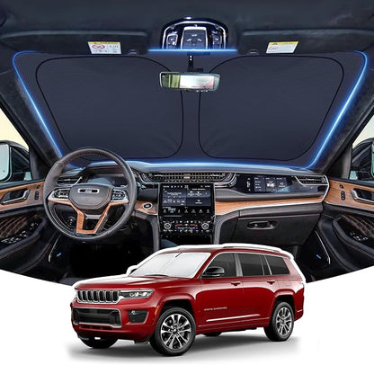 2026 Upgraded Windshield Sun Shade for Jeep Grand Cherokee L 2022-2026 | Custom Fit Front Window Sunshade, 4-Layer Heat Insulation UV Blocking Sun Visor, Keeps Car Cooler by LANGBEAN