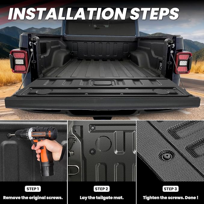 LASFIT Tailgate Mat for Jeep Gladiator 2020-2025 2026 | All Weather, TPE, Tailgate Protector Liner, Replacement Accessories, Tailgate Cover - Image 3